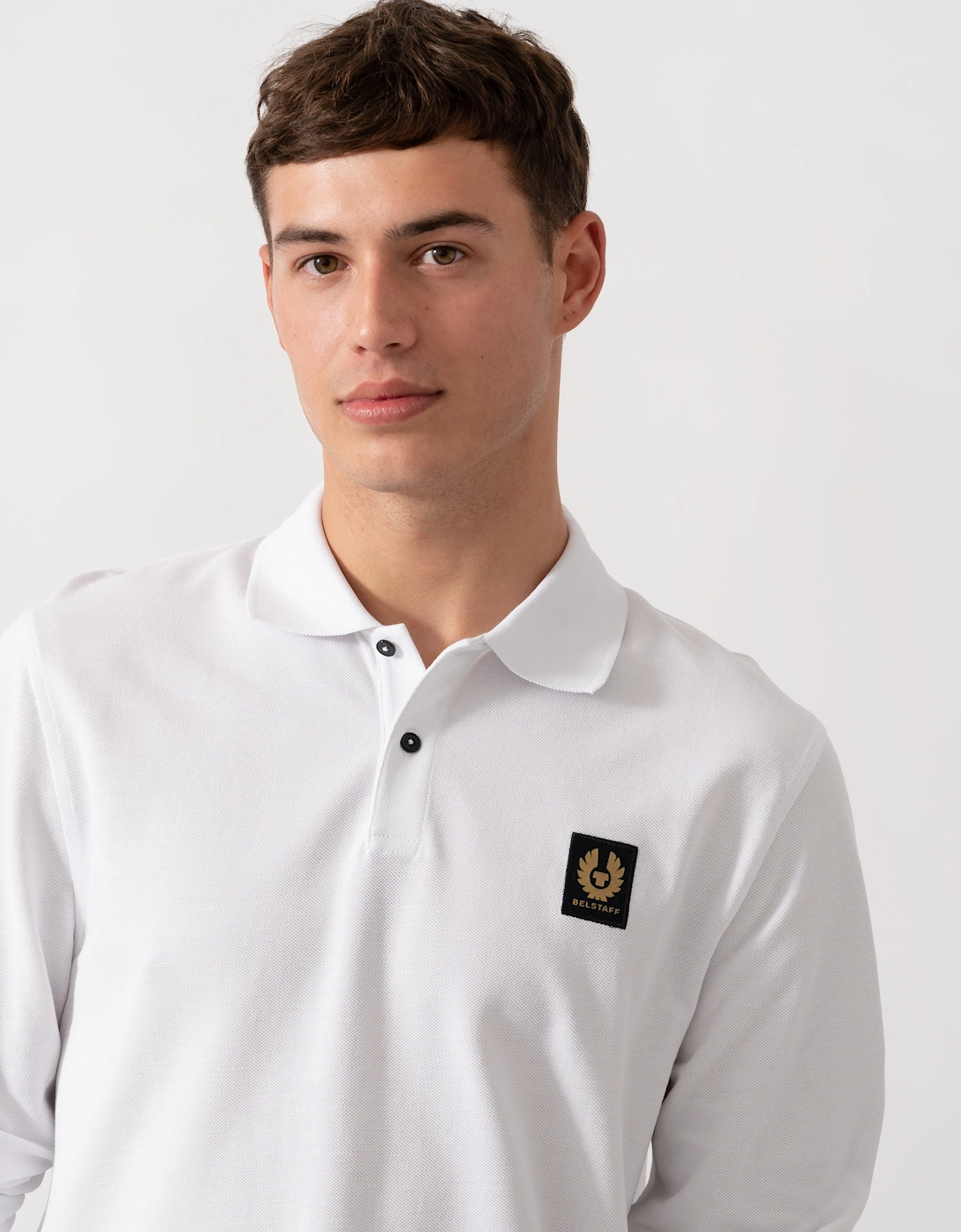 Long Sleeved Mens Essentials Polo - White