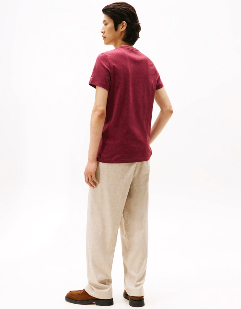 Tommy Logo Basic Mens T-Shirt - Deep Rouge Heather