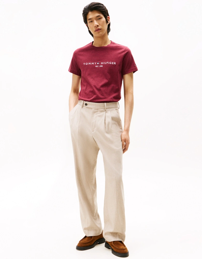 Tommy Logo Basic Mens T-Shirt - Deep Rouge Heather
