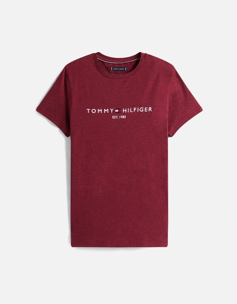 Tommy Logo Basic Mens T-Shirt - Deep Rouge Heather