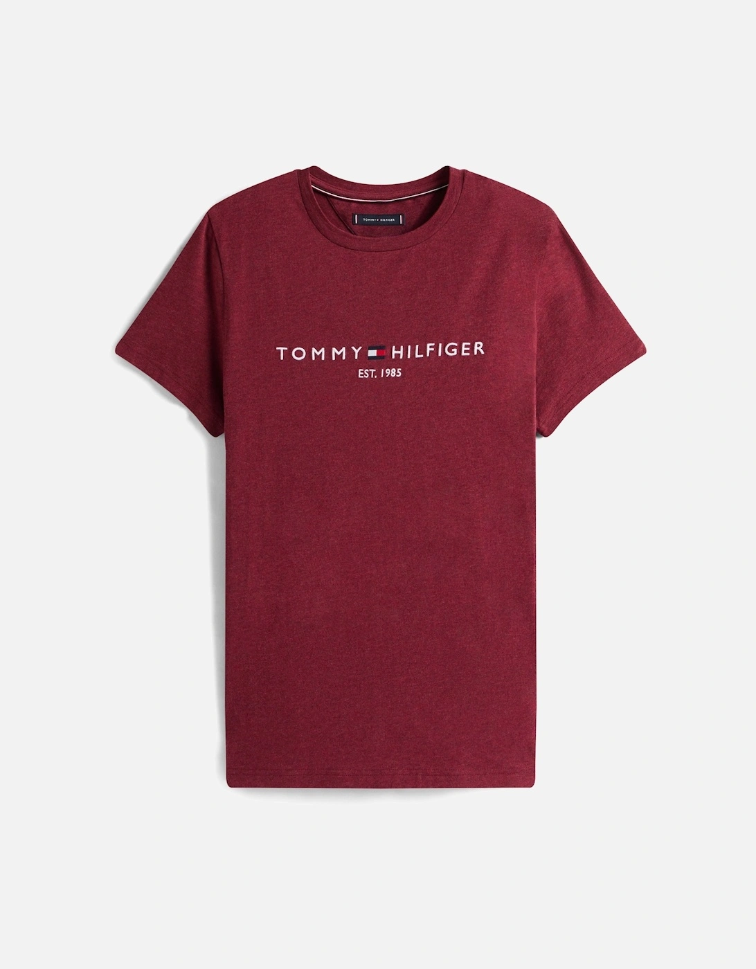Tommy Logo Basic Mens T-Shirt - Deep Rouge Heather