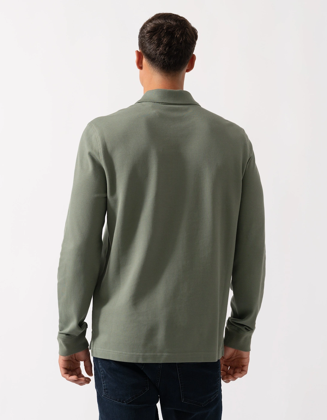 Long Sleeved Mens Essentials Polo - Sage Green