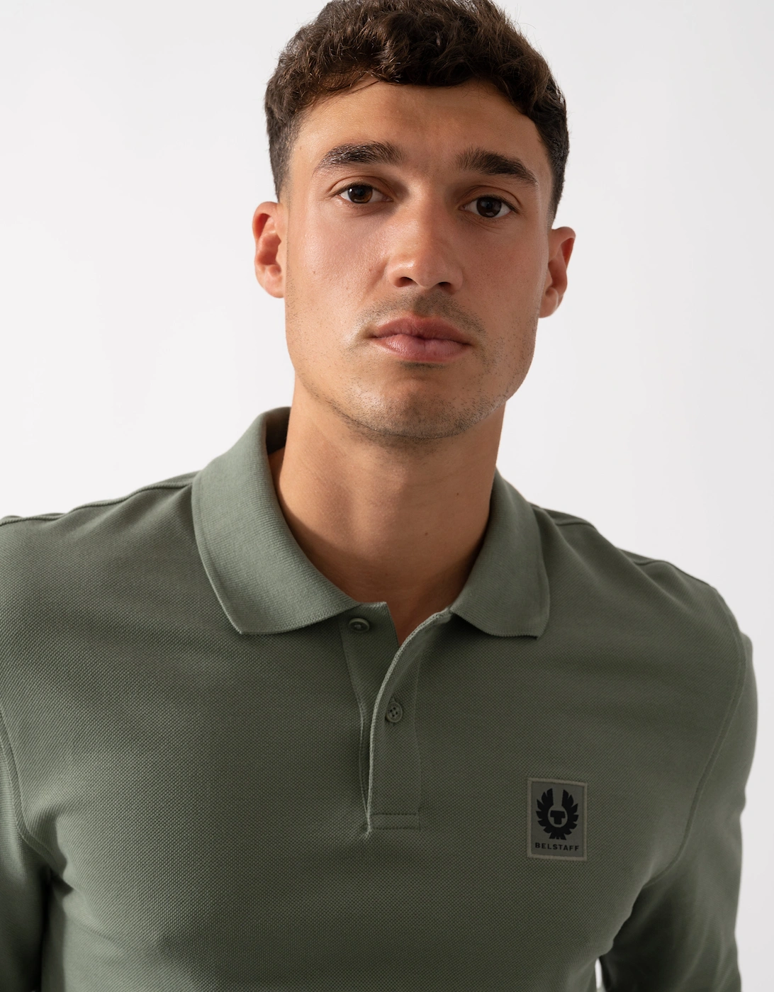 Long Sleeved Mens Essentials Polo - Sage Green