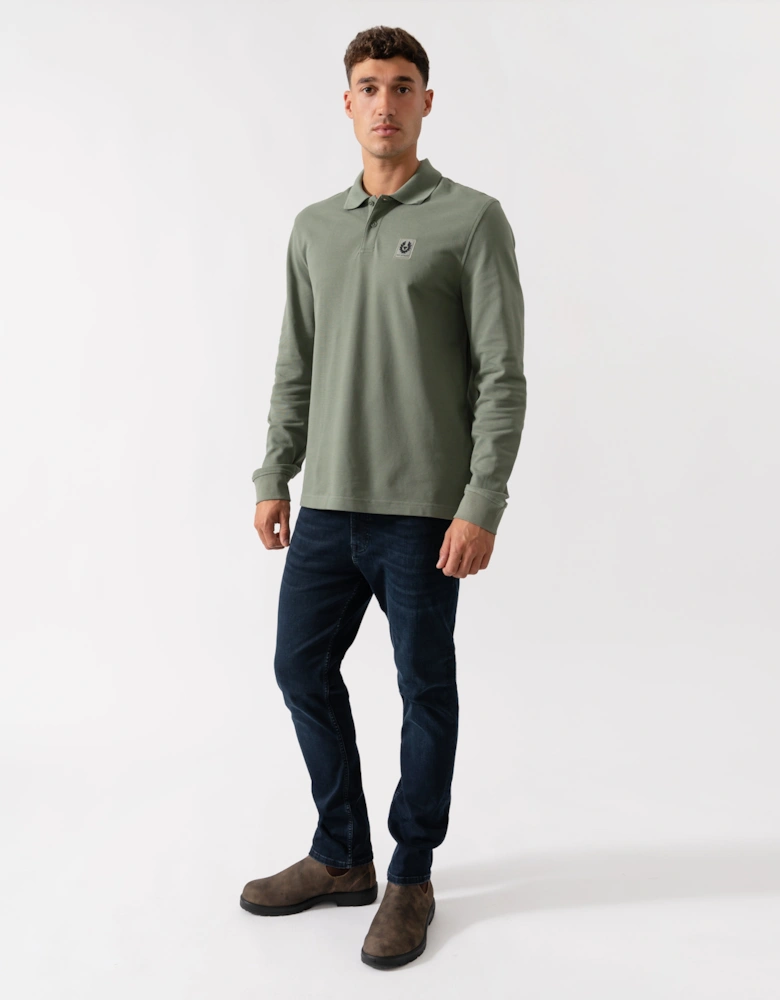 Long Sleeved Mens Essentials Polo - Sage Green