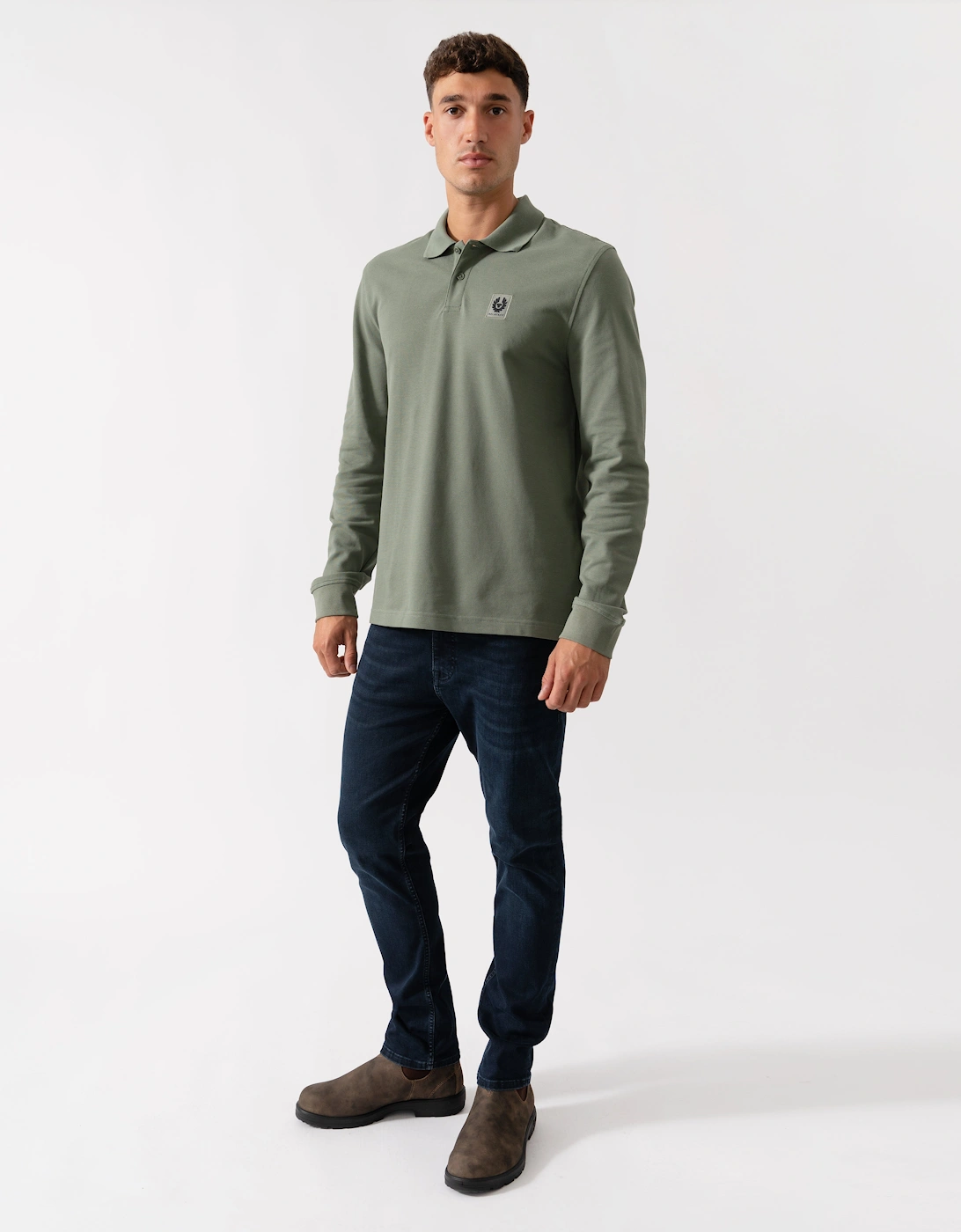 Long Sleeved Mens Essentials Polo - Sage Green