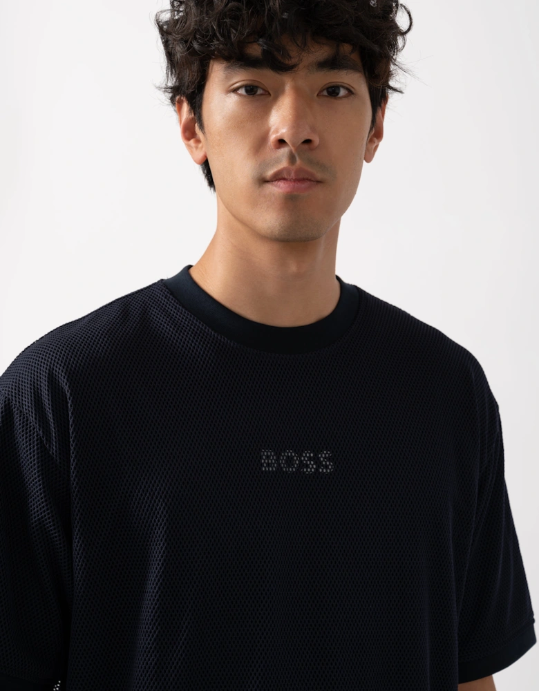BOSS Orange Summer Mesh Mens T-Shirt - Dark Blue 404