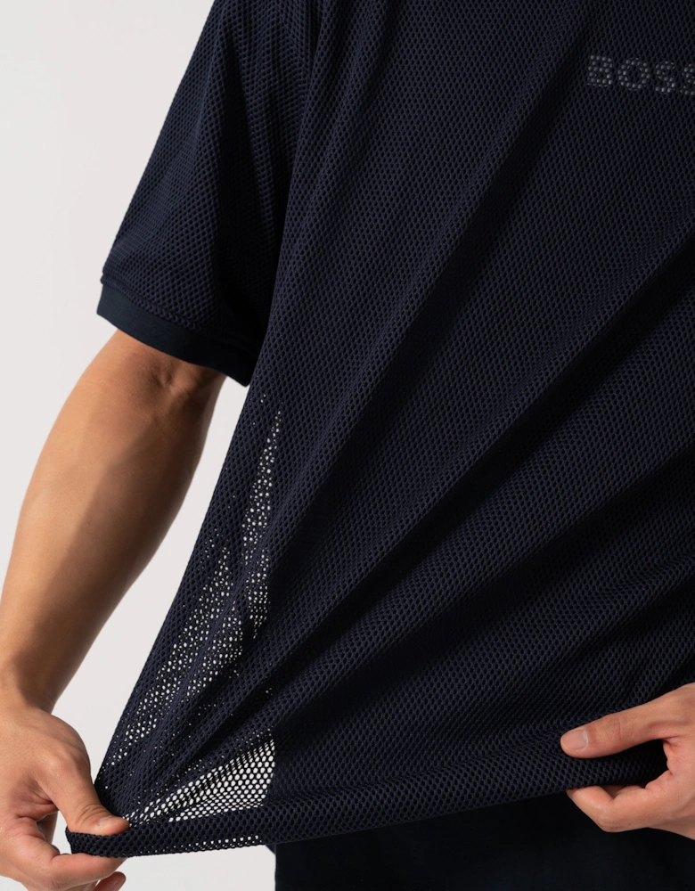 BOSS Orange Summer Mesh Mens T-Shirt - Dark Blue 404