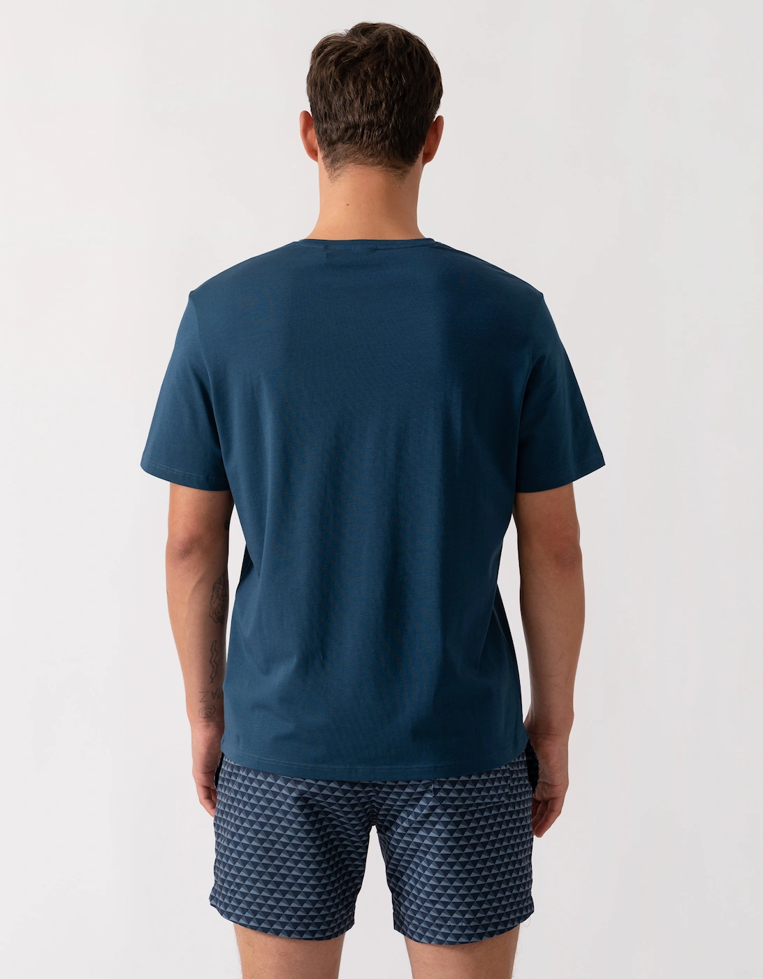 BOSS Orange Mix&Match Mens Stretch-Cotton Loungewear T-Shirt with Embroidered Logo - Open Blue 480