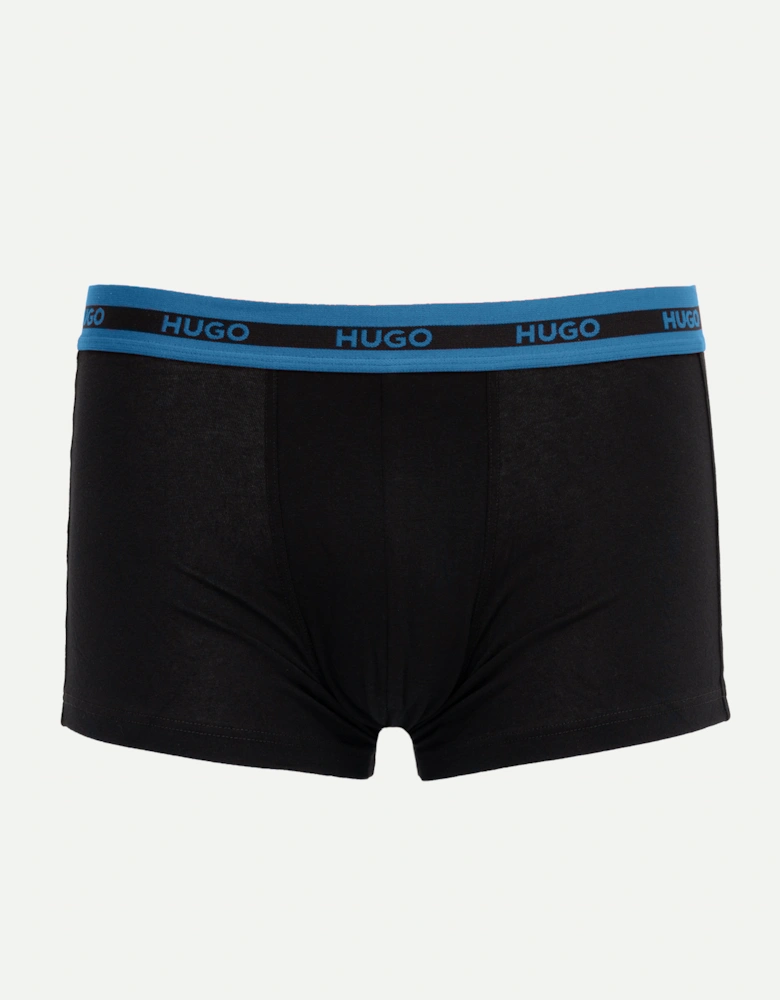 HUGO Planet 3-Pack Stretch-Cotton Logo Waistband Trunks - Black 005