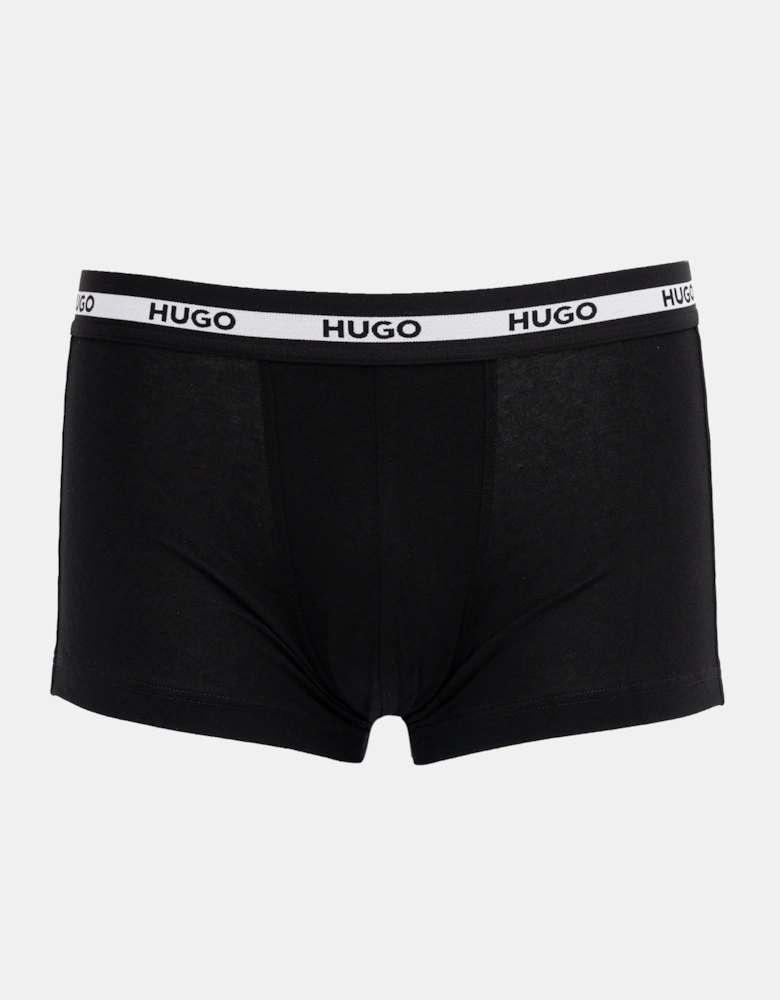 HUGO Planet 3-Pack Stretch-Cotton Logo Waistband Trunks - Black 005