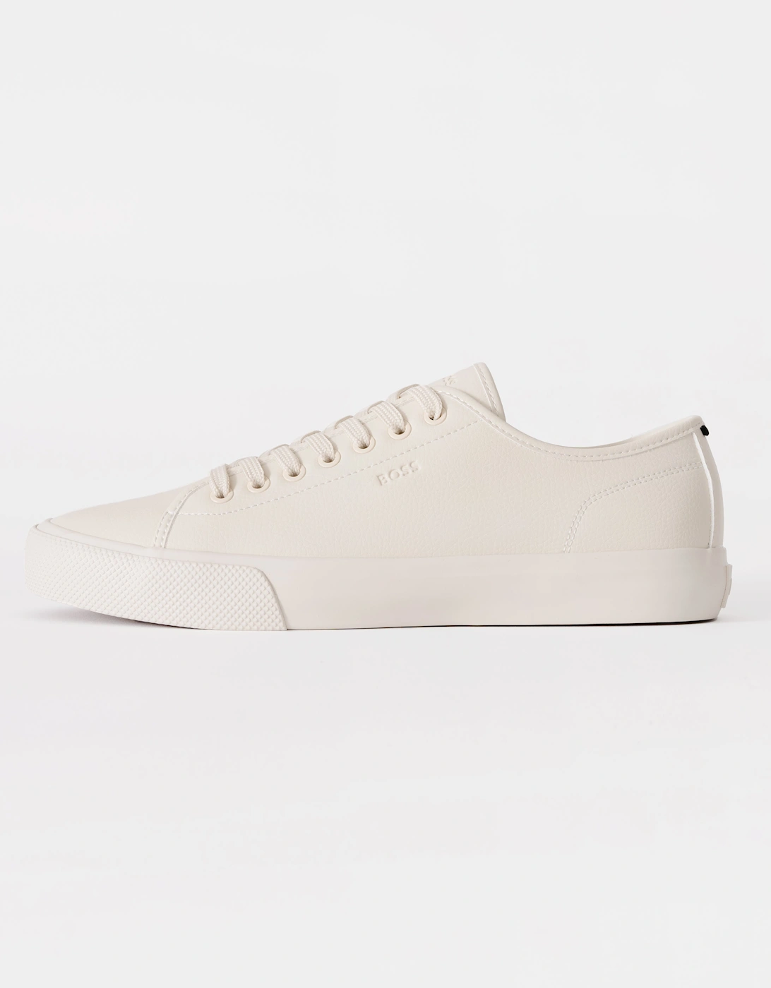 BOSS Orange Aiden Tenn Mens Low Top Trainers in Grained Faux Leather - Light Beige 275