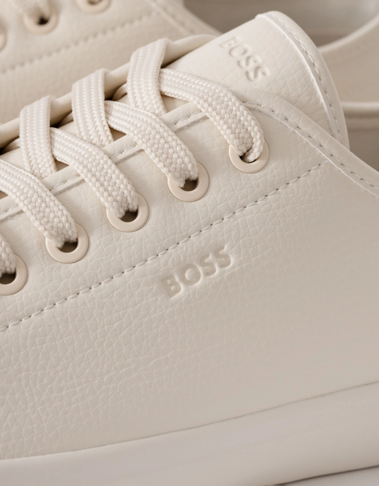 BOSS Orange Aiden Tenn Mens Low Top Trainers in Grained Faux Leather - Light Beige 275