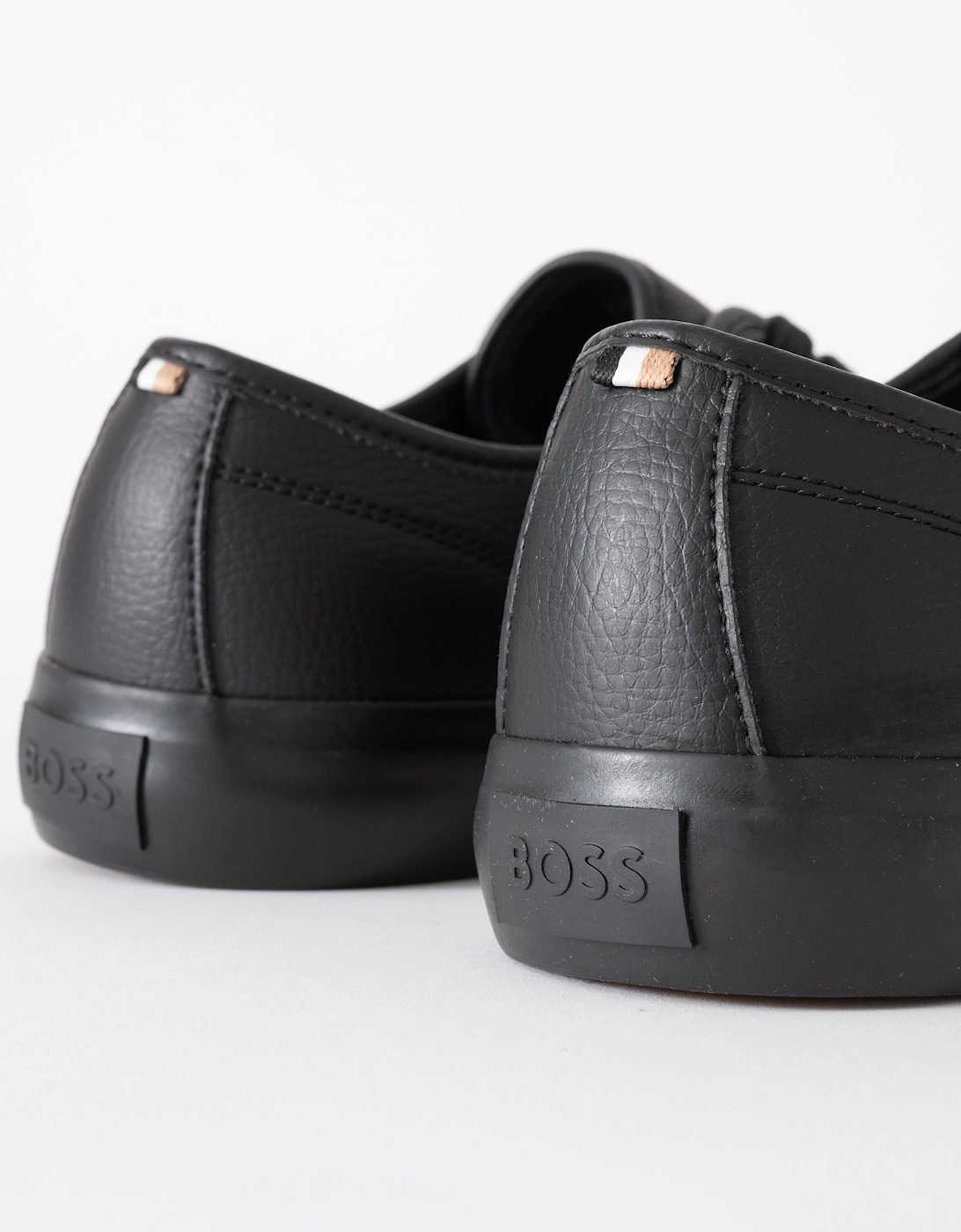 BOSS Orange Aiden Tenn Mens Low Top Trainers in Grained Faux Leather - Black 005