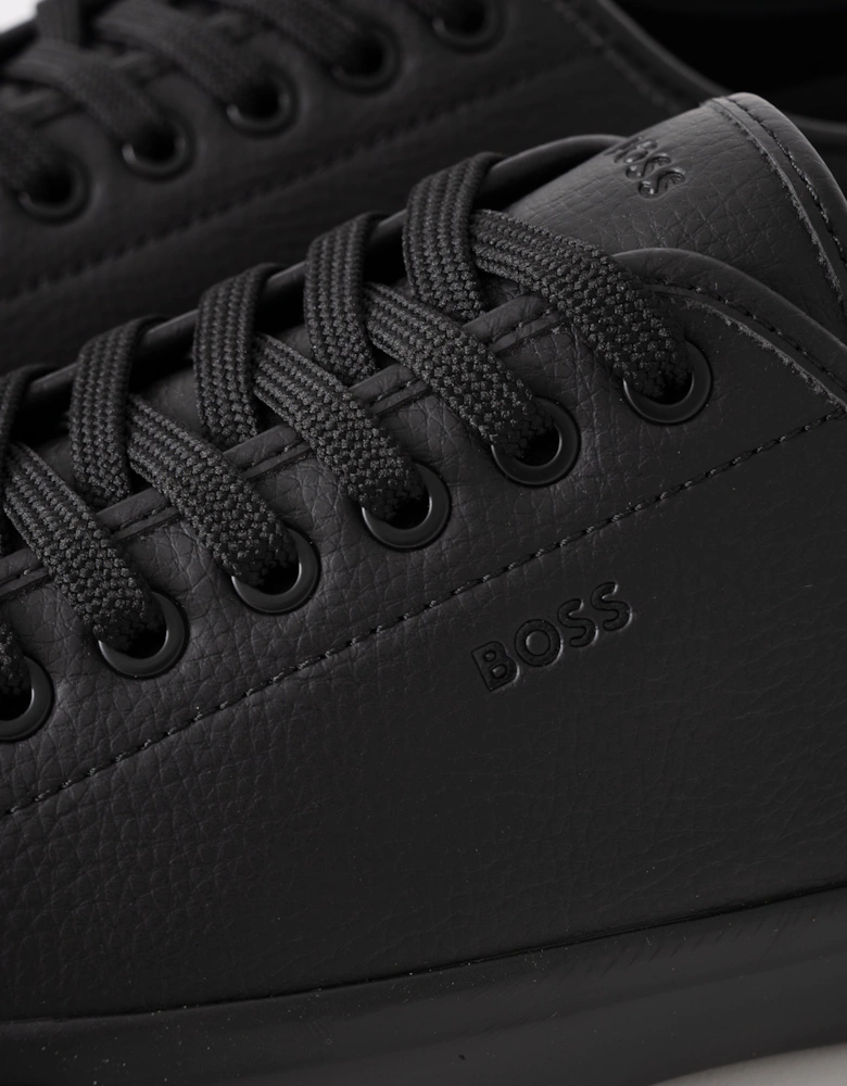 BOSS Orange Aiden Tenn Mens Low Top Trainers in Grained Faux Leather - Black 005