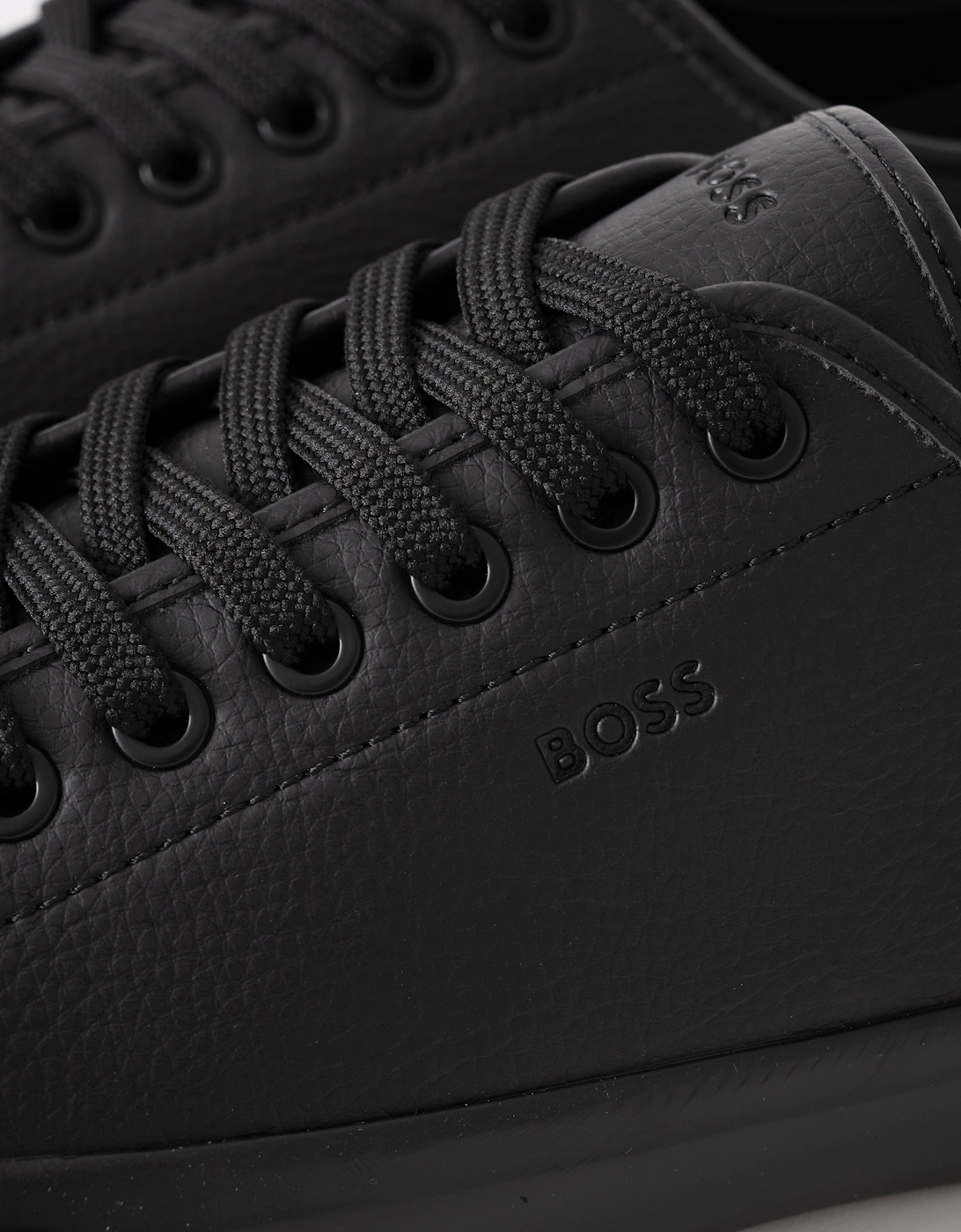 BOSS Orange Aiden Tenn Mens Low Top Trainers in Grained Faux Leather - Black 005
