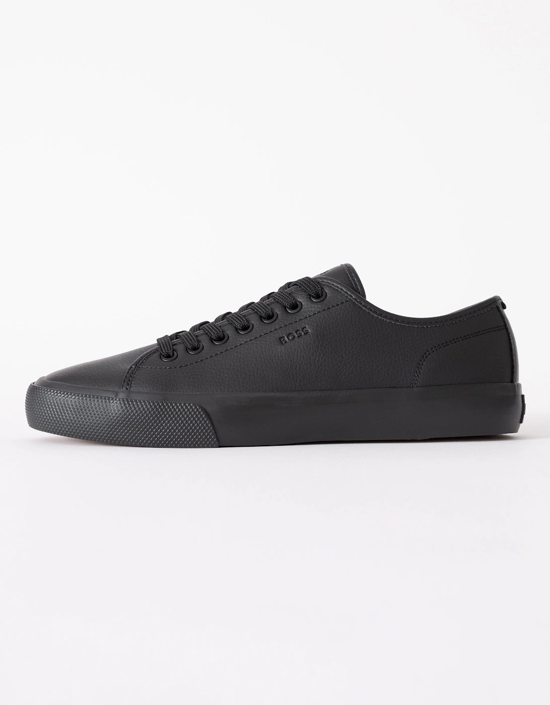 BOSS Orange Aiden Tenn Mens Low Top Trainers in Grained Faux Leather - Black 005