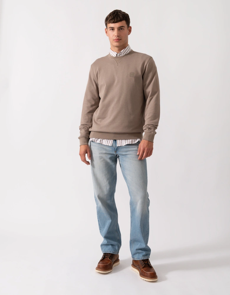 BOSS Orange Westart Mens Crew Neck Sweatshirt With Logo Patch - Open Green 346