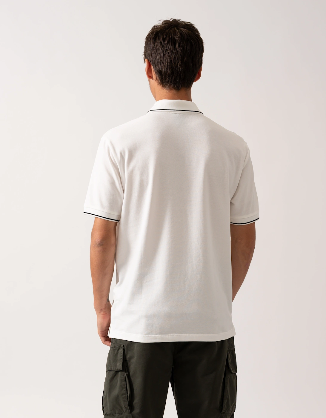 Mens Regular Fit Mercerised Cotton Polo Shirt - Off White U0009