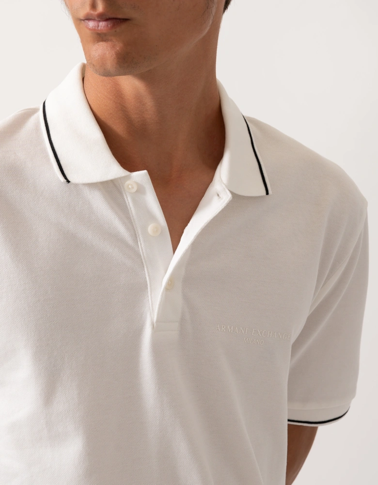 Mens Regular Fit Mercerised Cotton Polo Shirt - Off White U0009
