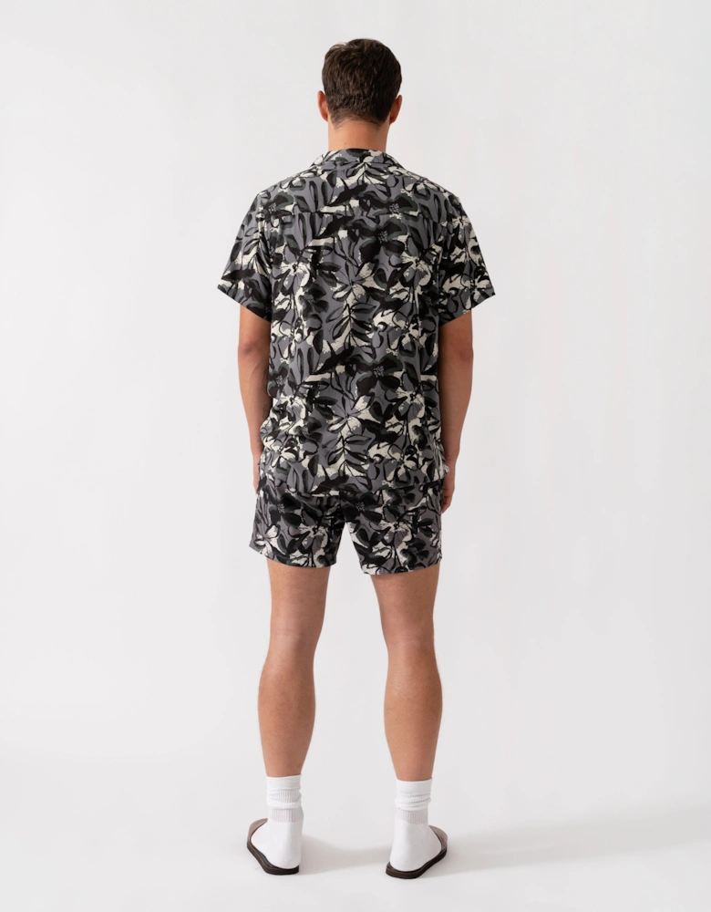BOSS Orange Piranha Mens Tropical Print Quick-Drying Swim Shorts - Open Grey 062