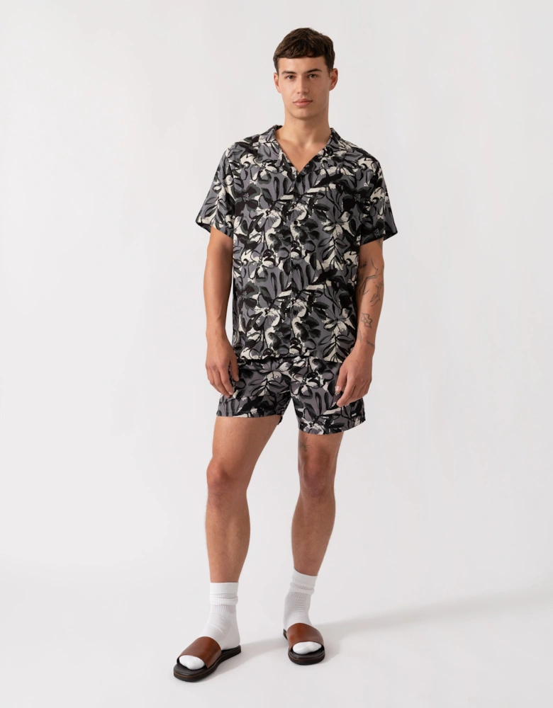 BOSS Orange Piranha Mens Tropical Print Quick-Drying Swim Shorts - Open Grey 062