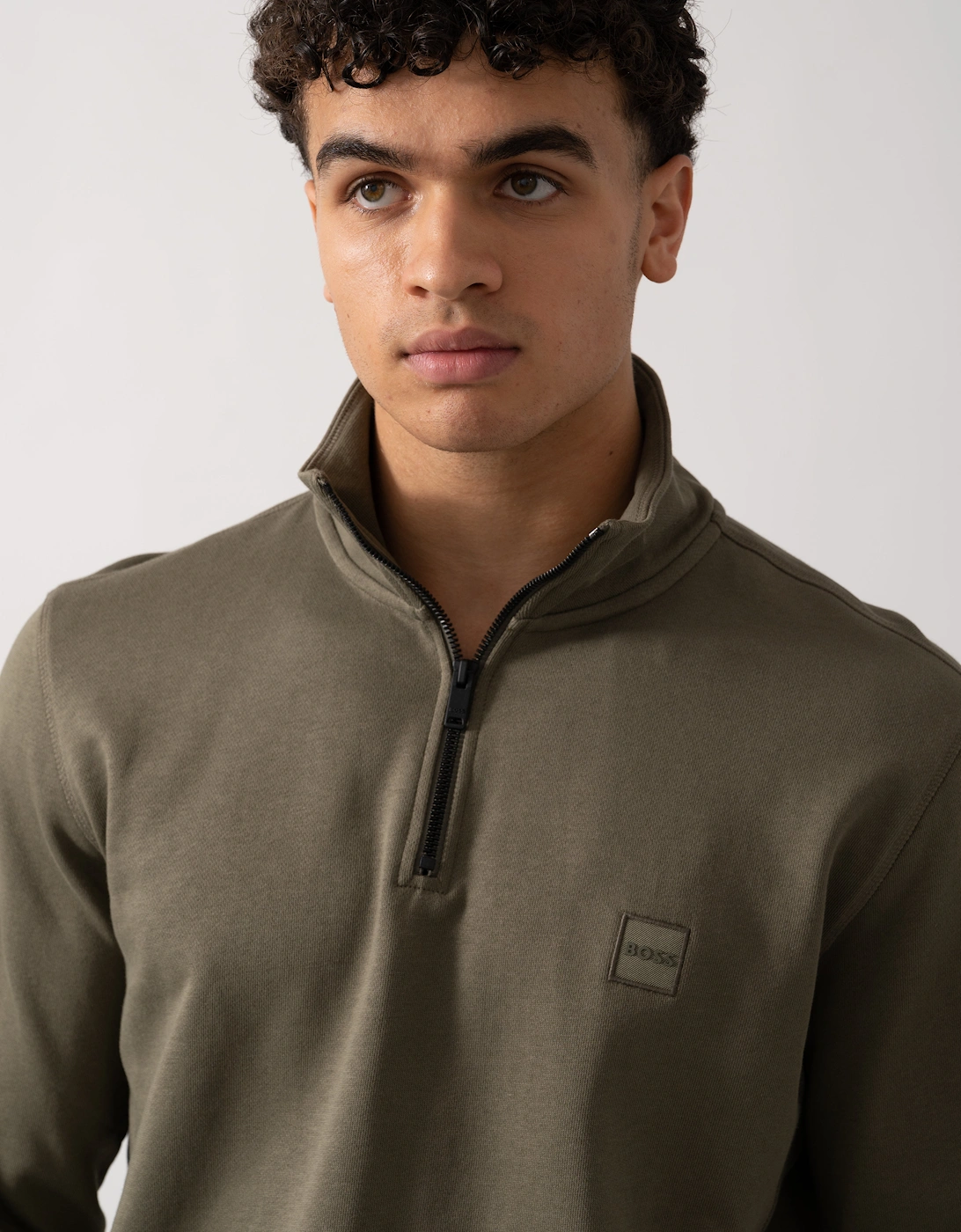 BOSS Orange Zetrust Mens 1/4 Zip Sweatshirt - Open Green 342