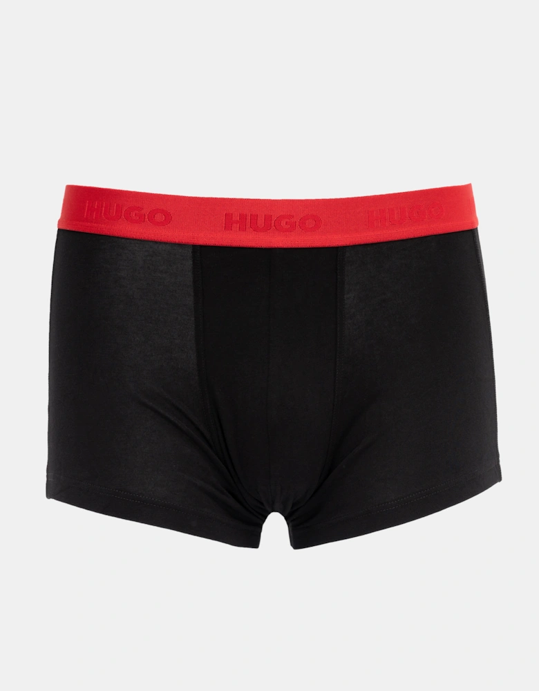 HUGO 3-Pack Mens Trunks with Coloured Waistbands - Black 009