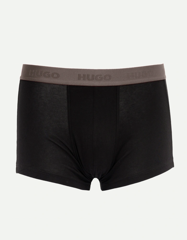 HUGO 3-Pack Mens Trunks with Coloured Waistbands - Black 009