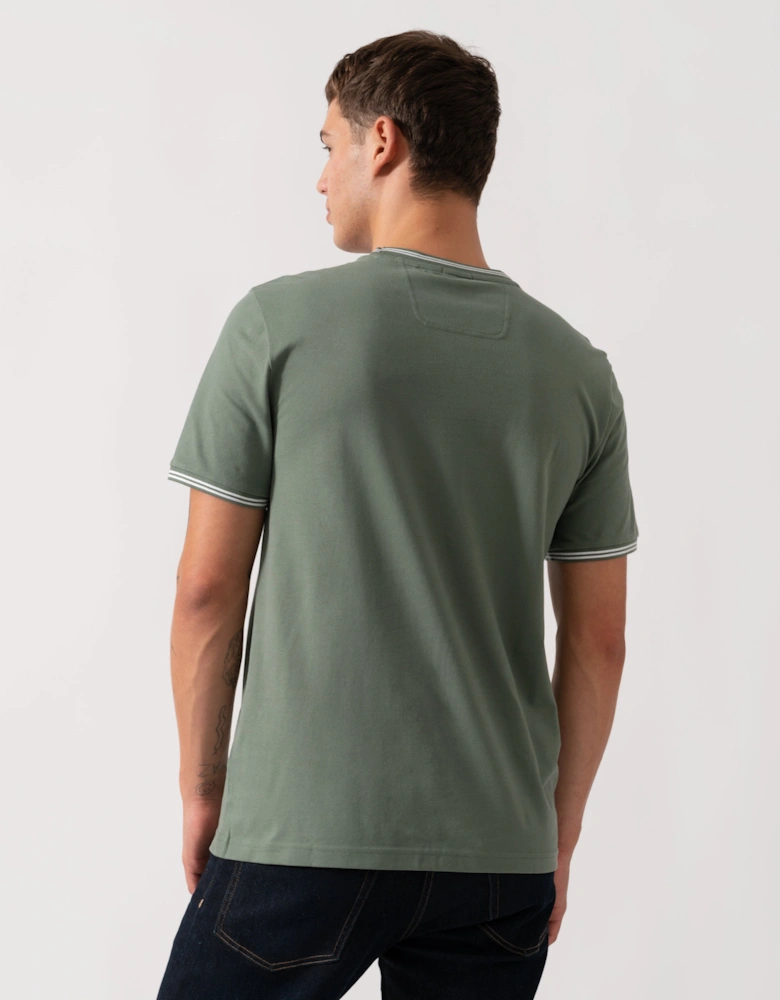 BOSS Green Taul Mens Stretch-Cotton T-Shirt with Stripes and Logo - Open Green 358