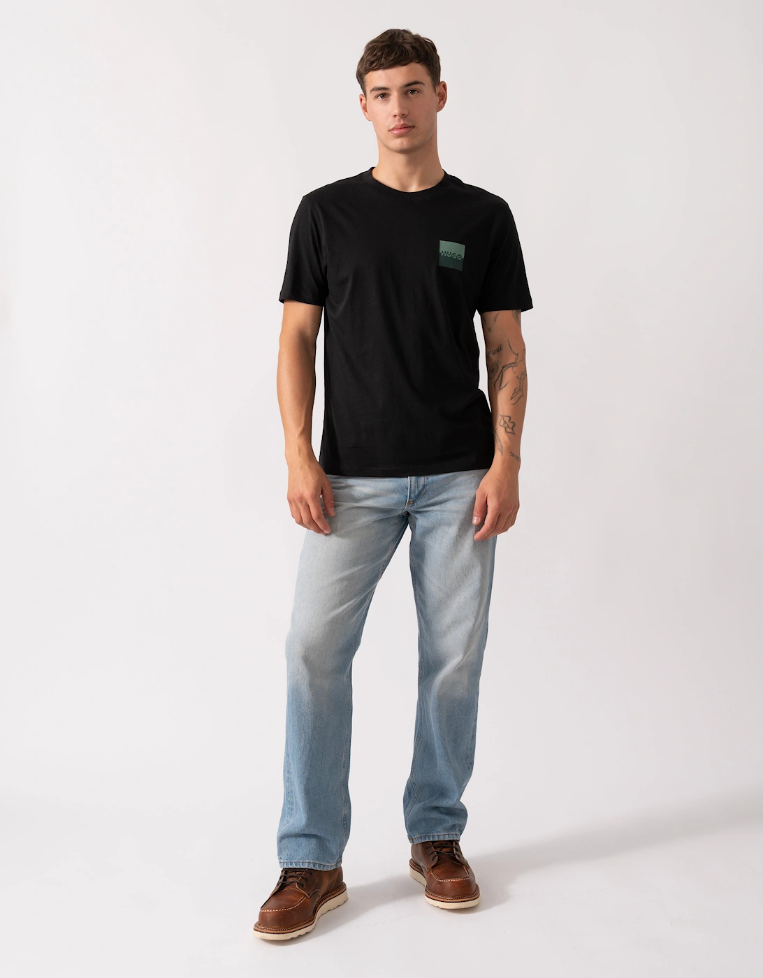 HUGO Dapusi Mens Logo Print T-Shirt - Black 002