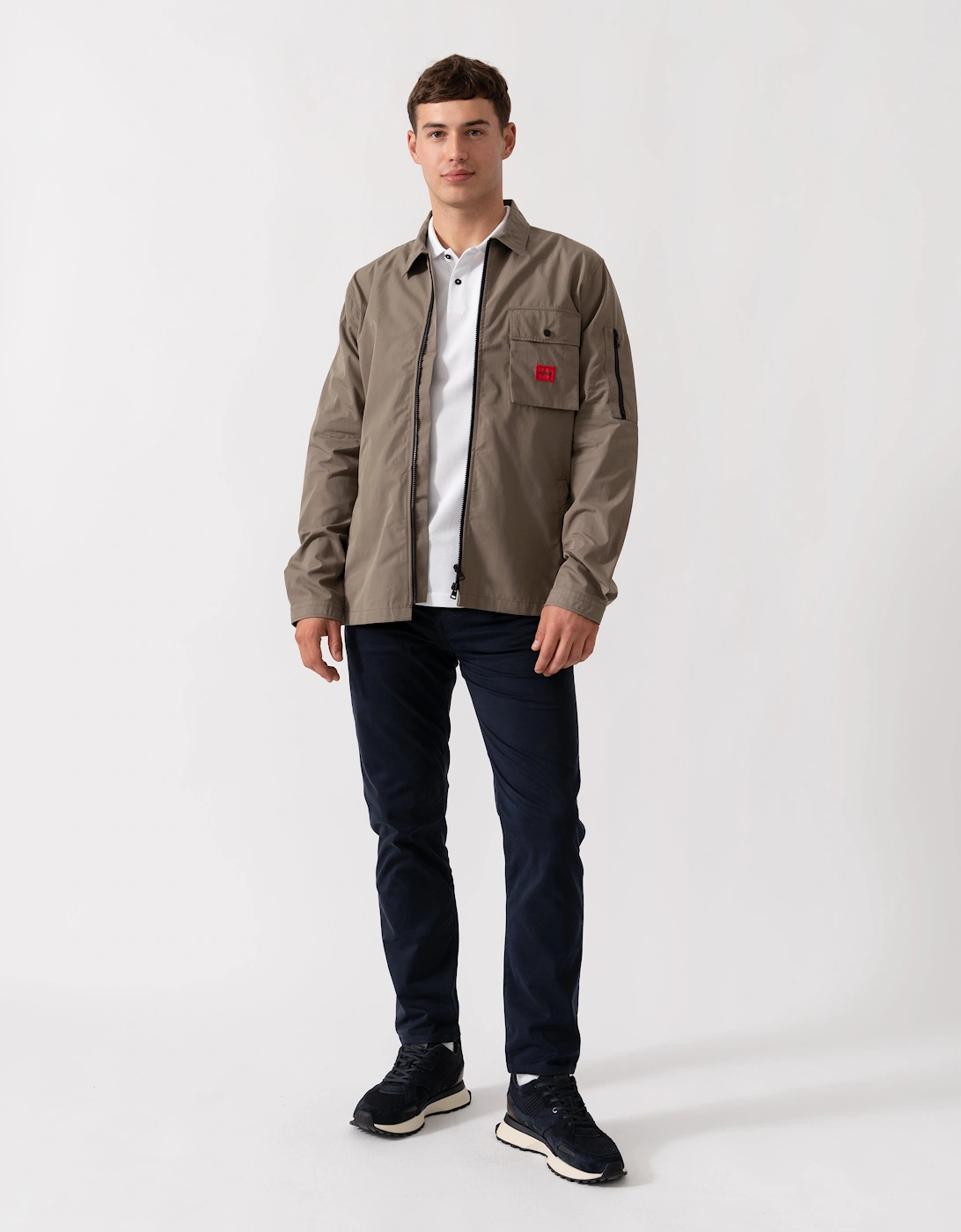 HUGO Emmond Mens Zip Overshirt - Medium Grey 032