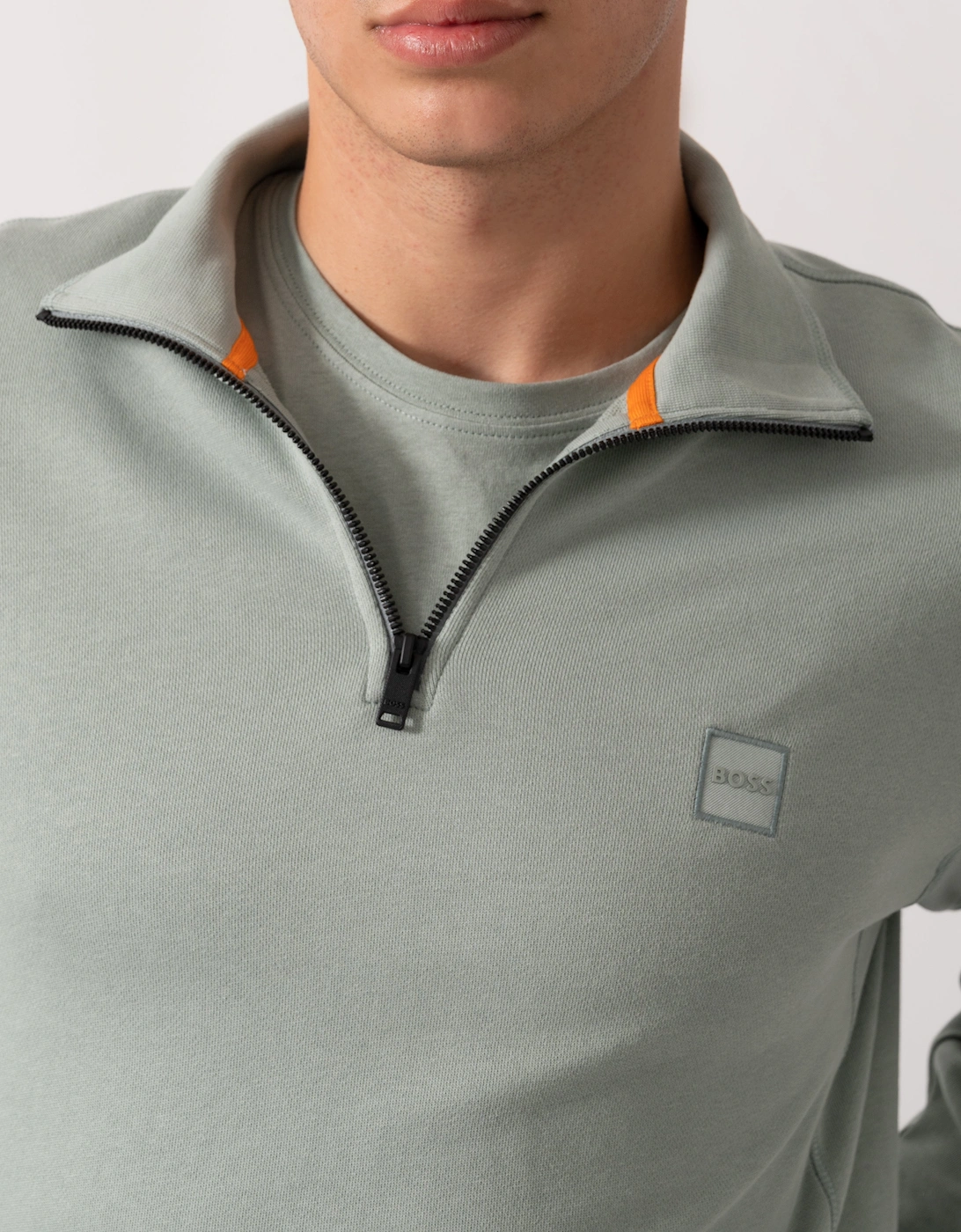 BOSS Orange Zetrust Mens 1/4 Zip Sweatshirt - Open Green 351