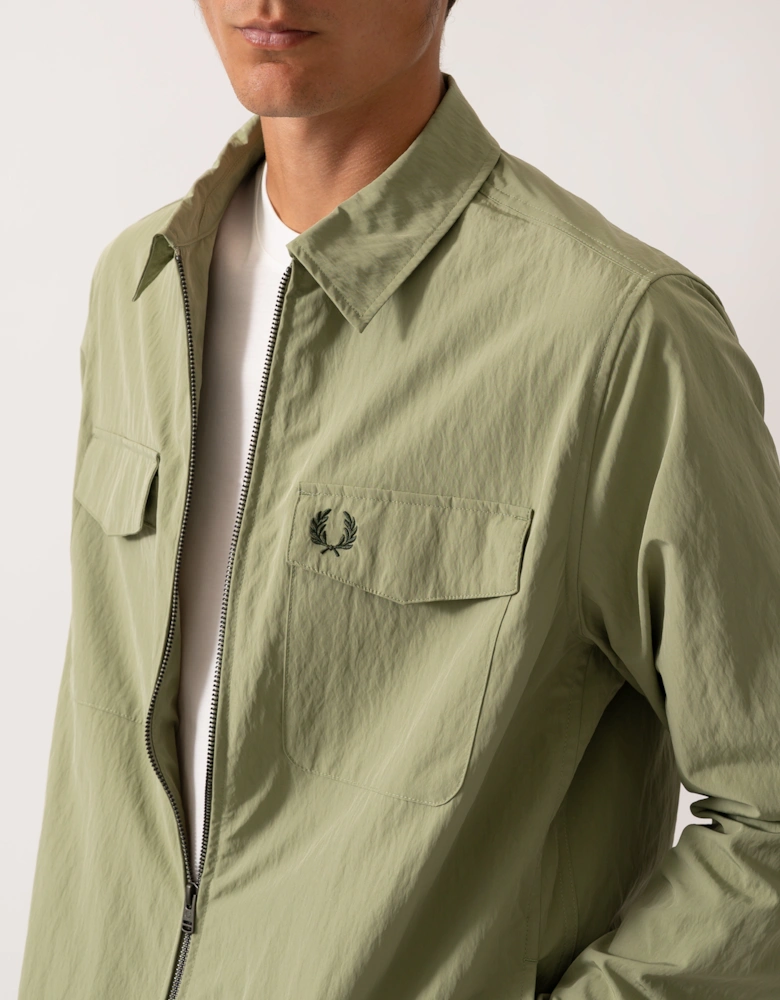 Mens Zip Overshirt - Olive Mint X88