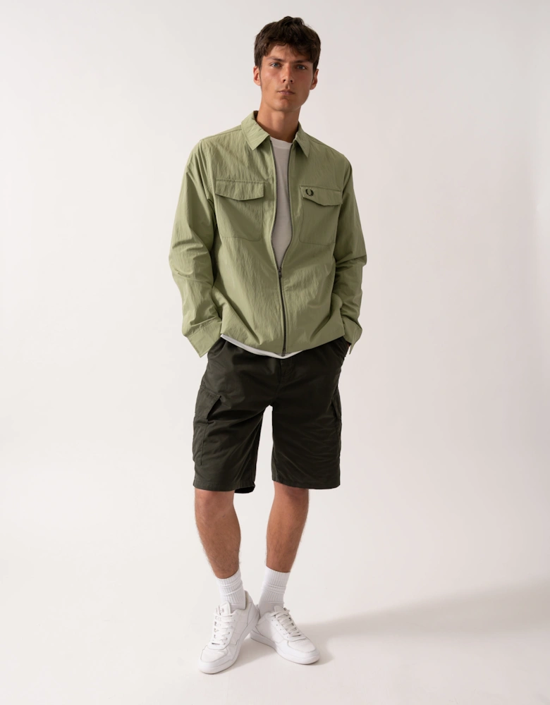 Mens Zip Overshirt - Olive Mint X88