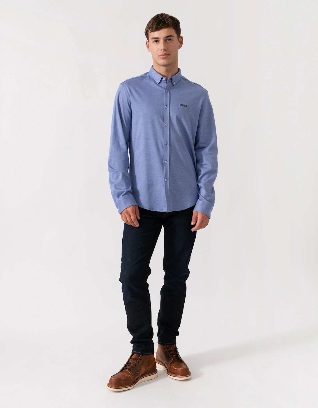 BOSS Green B_Motion Mens Regular-Fit Shirt in Dynamic Cotton Jersey  - Medium Blue 422
