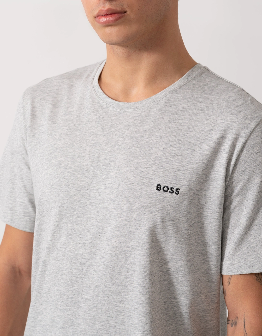 BOSS Orange Mix&Match Mens Stretch-Cotton Loungewear T-Shirt with Embroidered Logo - Light/Pastel Grey 051