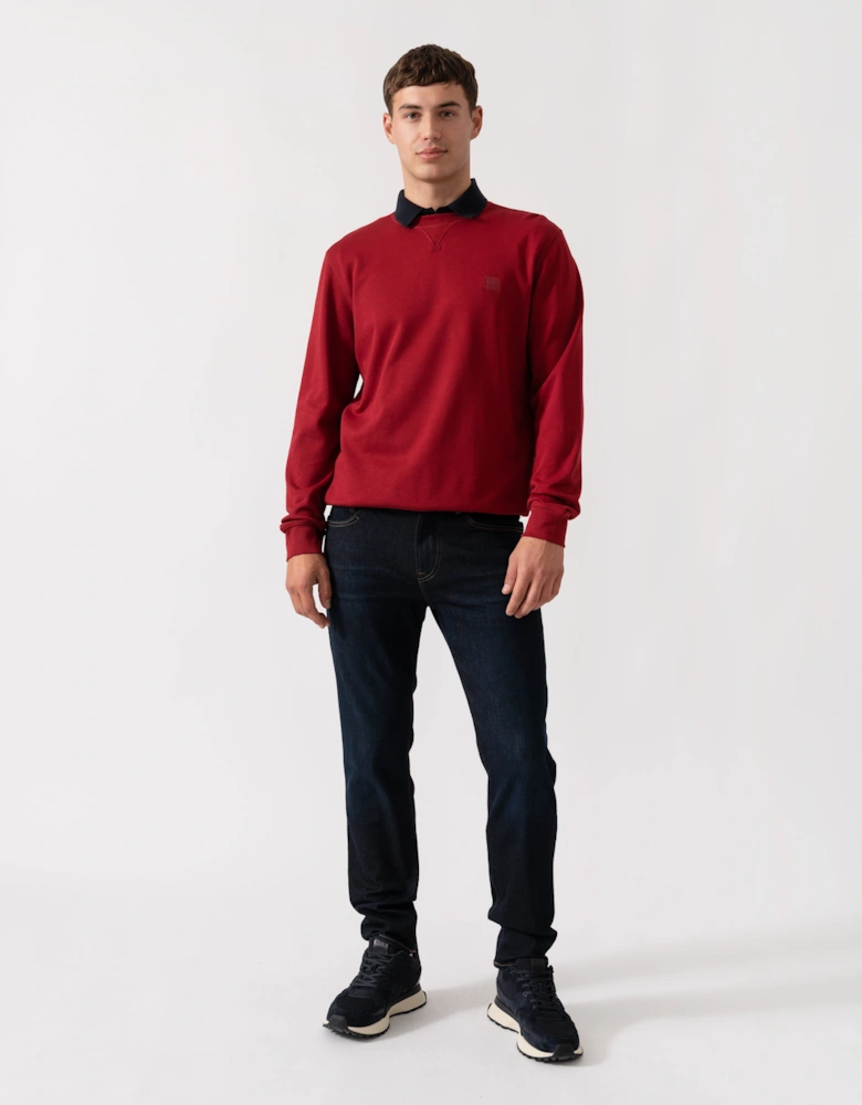BOSS Orange Westart Mens Crew Neck Sweatshirt With Logo Patch - Medium Red 614