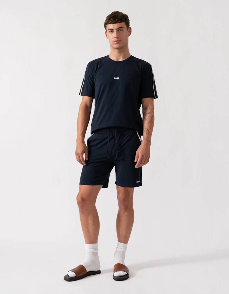 BOSS Orange Unique Mens Stretch-Cotton Pyjama Shorts with Tape Trims  - Dark Blue 403