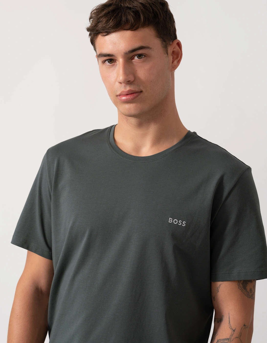 BOSS Orange Mix&Match Mens Stretch-Cotton Loungewear T-Shirt with Embroidered Logo - Open Green 345