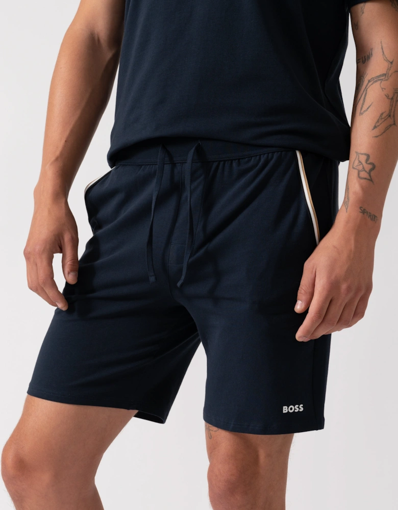 BOSS Orange Unique Mens Stretch-Cotton Pyjama Shorts with Tape Trims  - Dark Blue 403