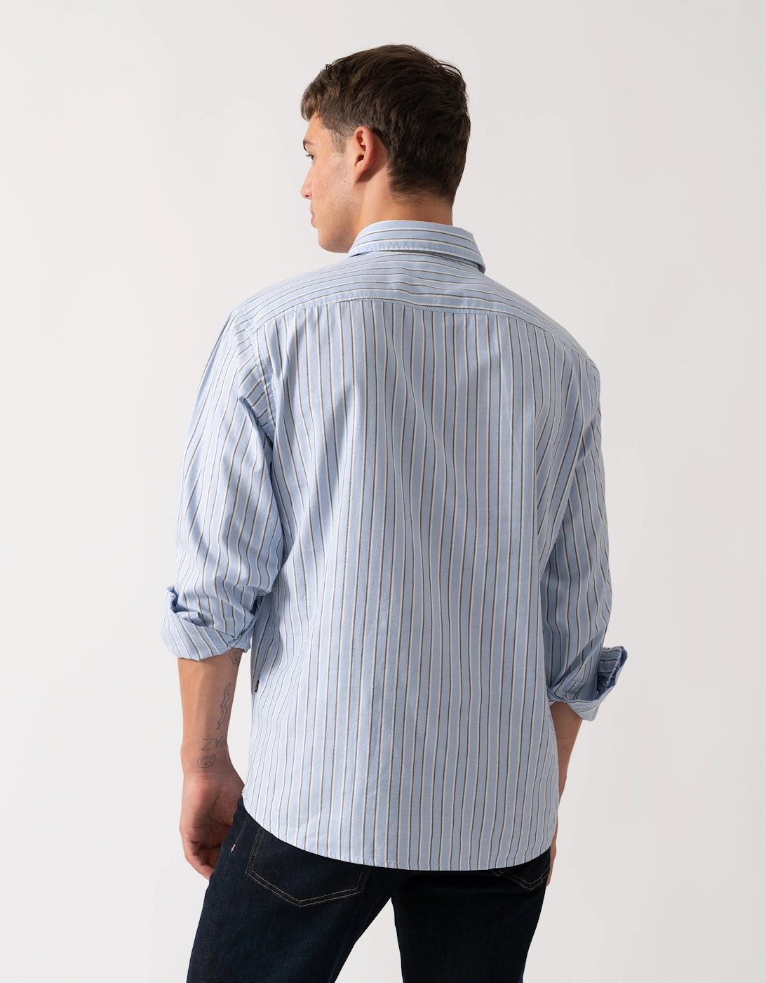 BOSS Orange Ricoplus Mens Long Sleeve Shirt - Open Blue 470