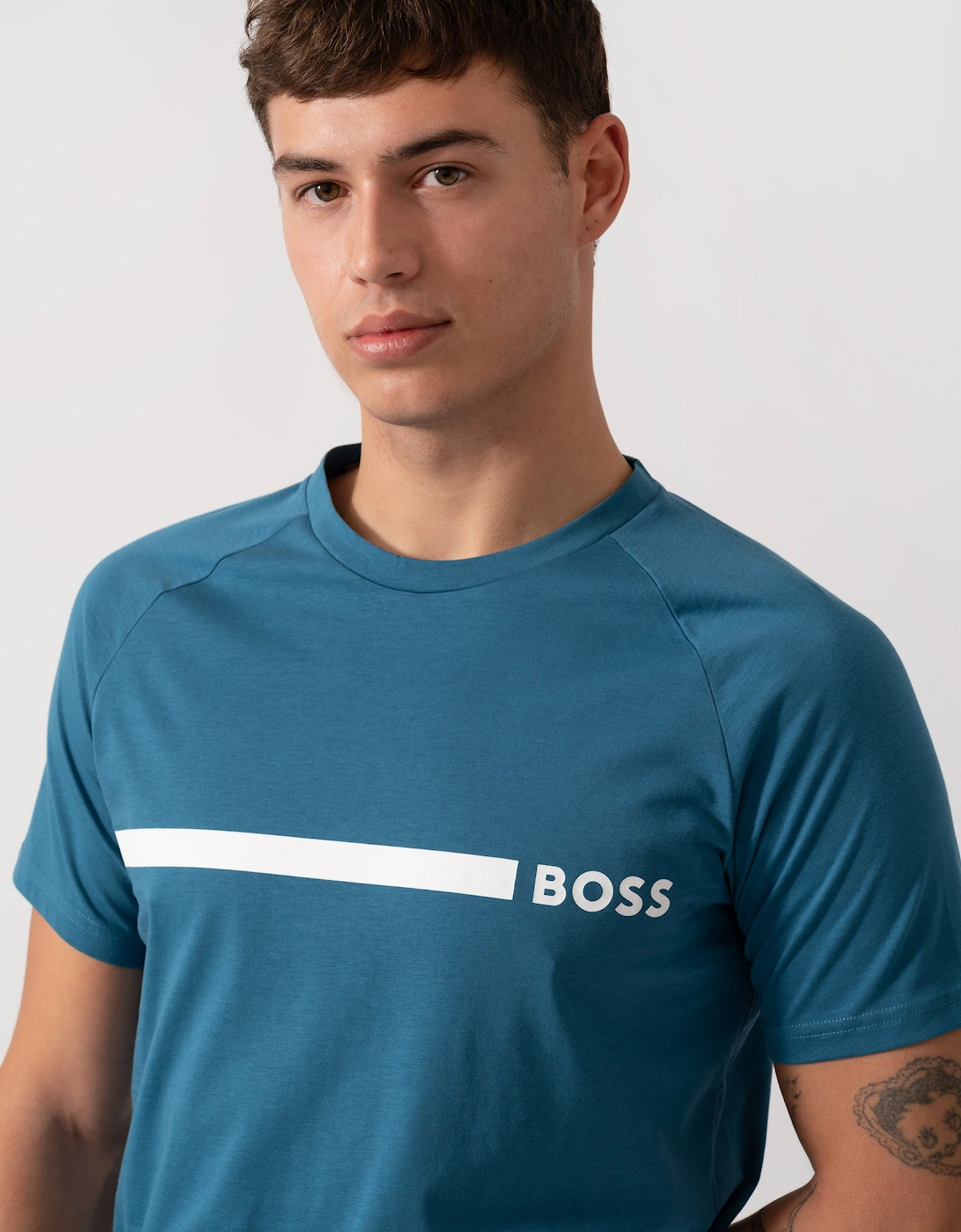 BOSS Orange Mens Slim Fit Beach T-Shirt - Open Blue 471