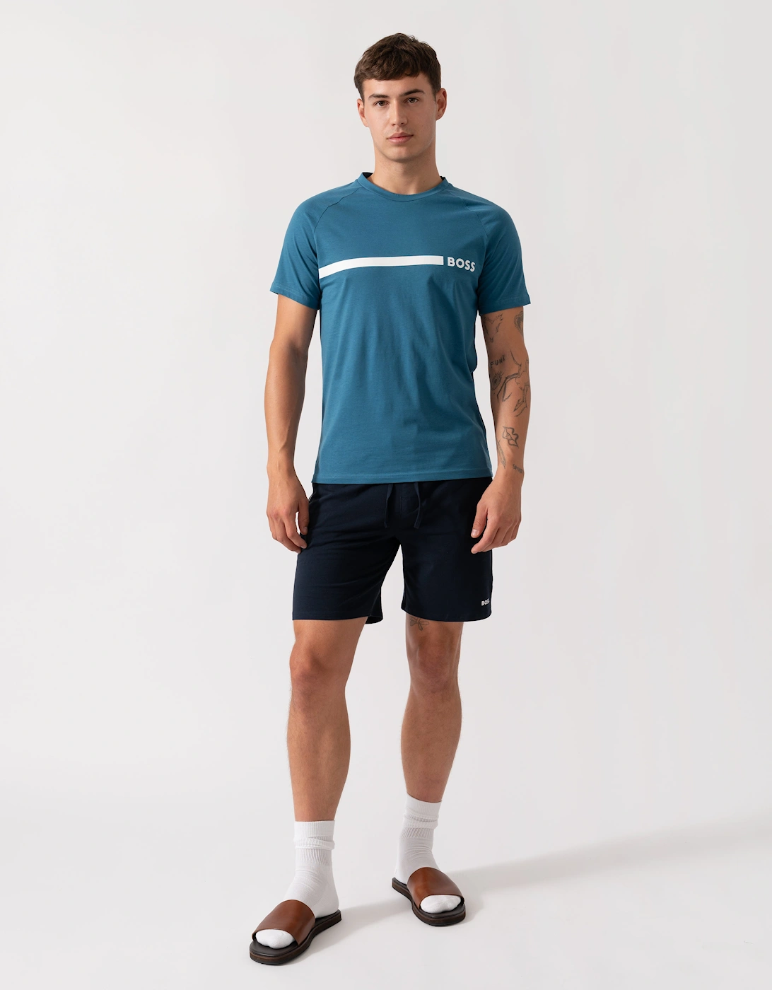 BOSS Orange Mens Slim Fit Beach T-Shirt - Open Blue 471