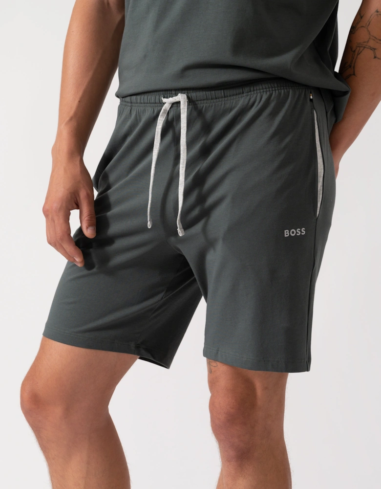 BOSS Orange Mix&Match Mens Stretch-Cotton Regular-Rise Loungewear Shorts with Embroidered Logo - Open Green 345