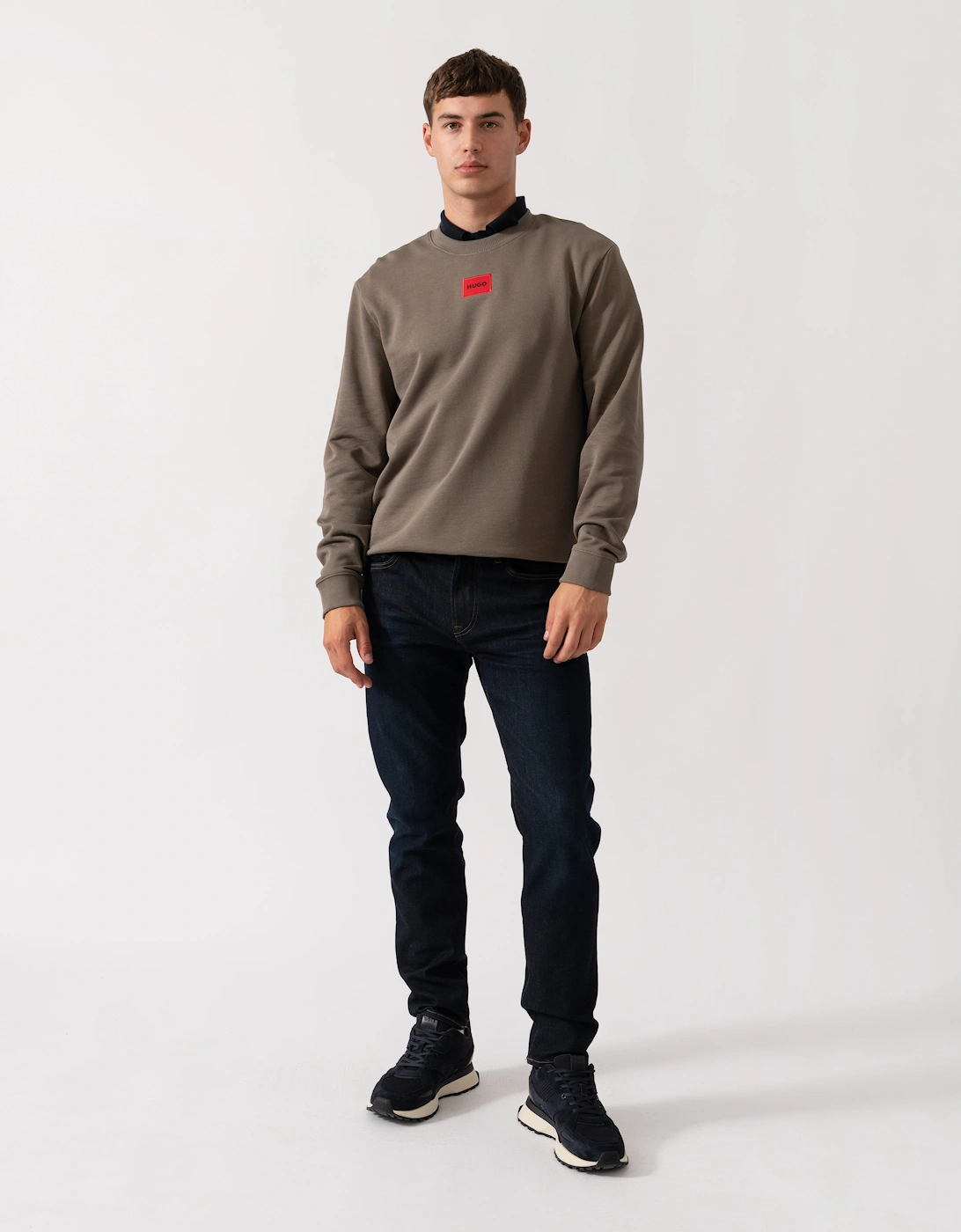 HUGO Diragol212 Label Logo Mens Sweatshirt - Medium Grey 032