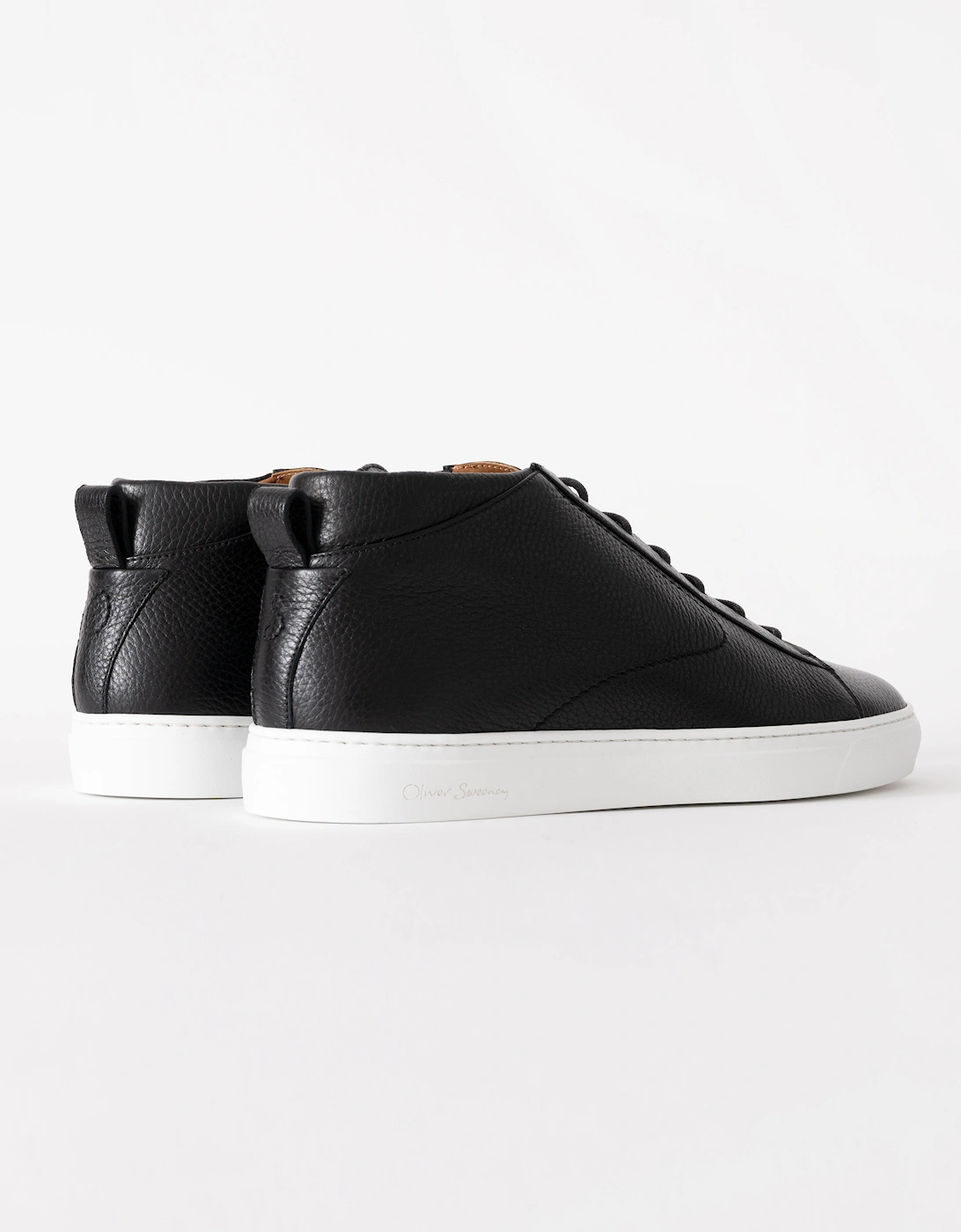 Fermo Mens Mid Cut Deer Leather Trainers - Black