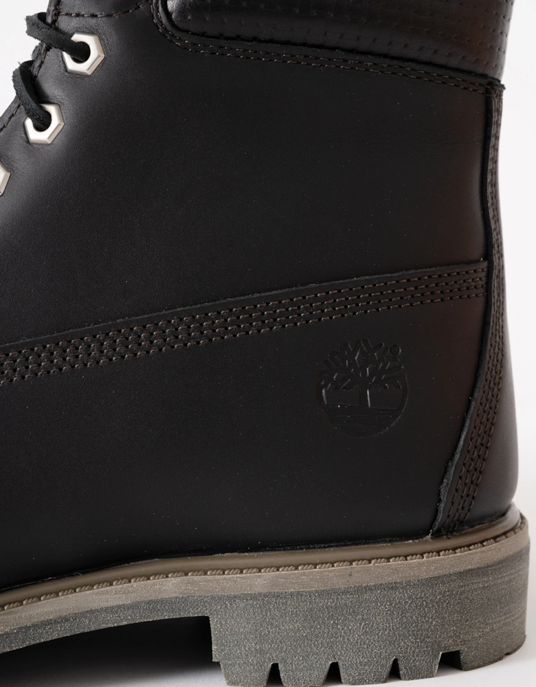 Mens Premium 6 Inch Full Grain Leather Waterproof Boot - Black/Dark Brown