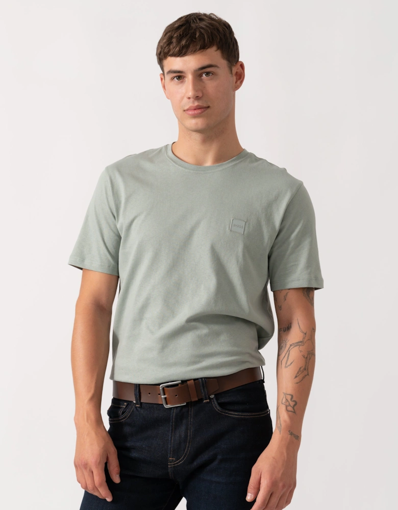 BOSS Orange Tales Mens Cotton-Jersey T-shirt With Logo Patch - Open Green 351