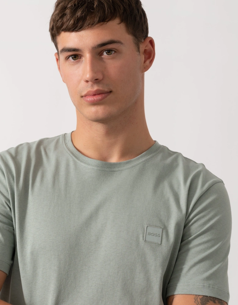 BOSS Orange Tales Mens Cotton-Jersey T-shirt With Logo Patch - Open Green 351