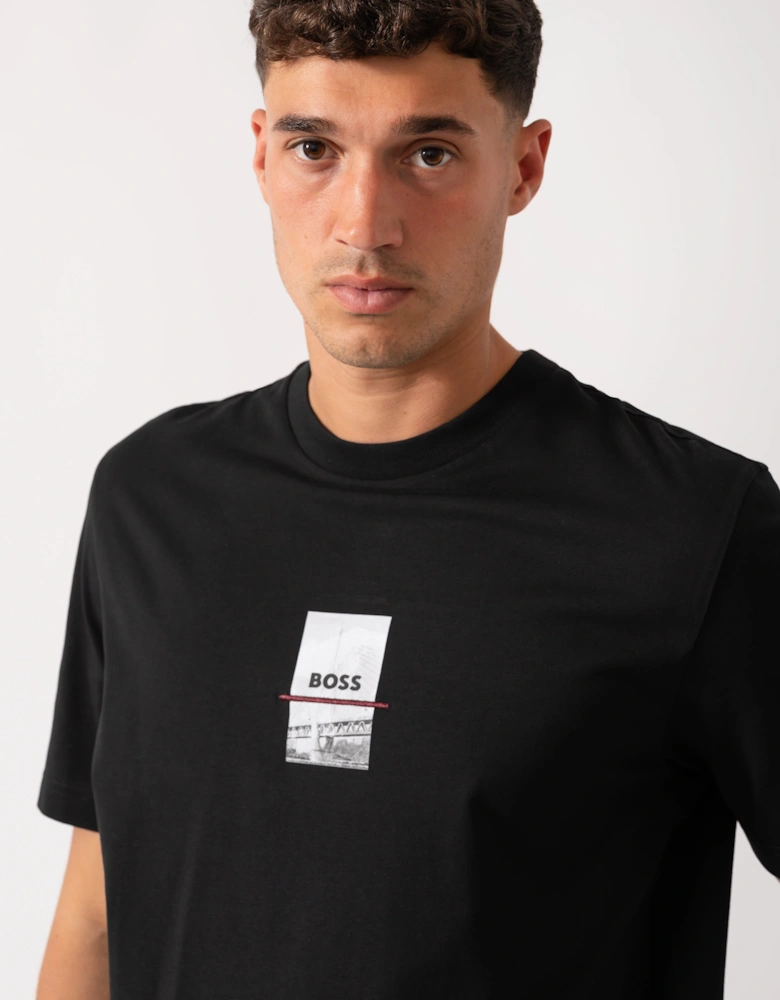 BOSS Green Tee Photoprint Mens T-Shirt - Black 001